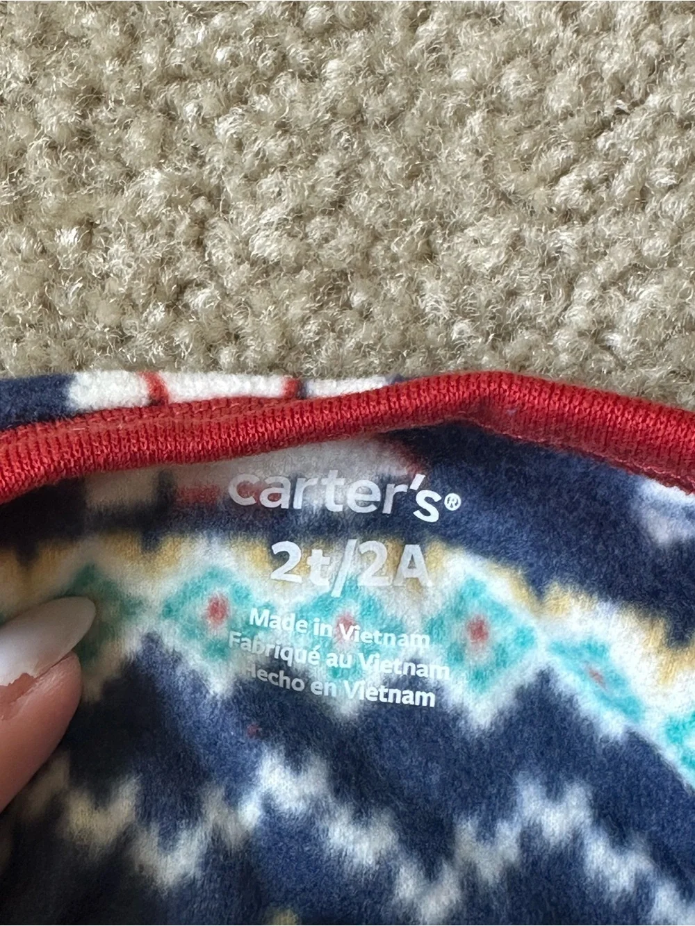 Carter’s 2T Fleece Footed Pajamas | Holiday Space Shuttle Fair Isle Print | NWT